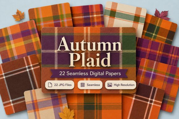 Download Autumn Plaid Digital Pattern Set - Digital pattern Collection