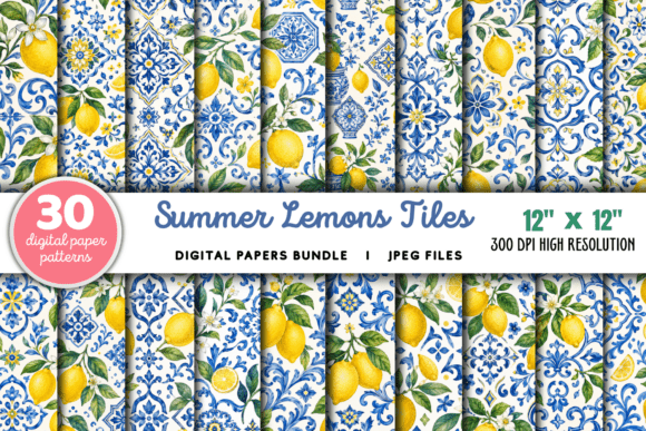 Download Summer Lemons Tiles Digital Patterns - Digital pattern Collection